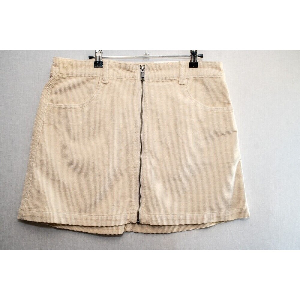 American Eagle Ivory Stretch Corduroy Super High Rise A-Line Skirt 14 32W